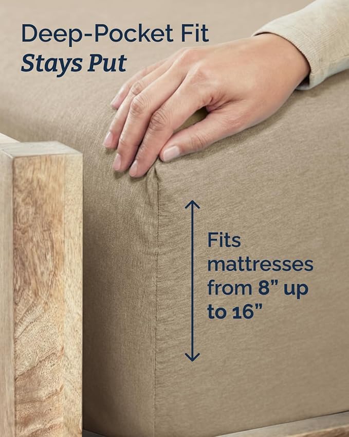 Twin 4 Piece Sheet Set - Comfy, Breathable & Cooling - Soft Hotel Luxury Bedding for Women, Men, Kids, Teens and Children - 1 Flat & 1 Fitted Sheet & 2 Pillowcases with Deep Pockets - Heathered Beige