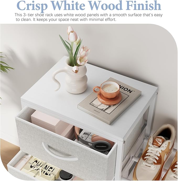 Cidaziya Expandable Closet Organizers and Storage, 4 Drawer Dresser, White Fabric Storage Dresser, Clothes Shelves for Kids, Purse Organizer Small Shoe Rack for Closet Bedroom