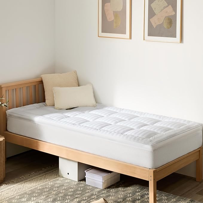Thick Mattress Topper Twin Size, 100% Breathable Cotton Top Mattress Pad for Kids & Adults, Cooling Quilted Pillow Top Protector, 8-22" Deep Pocket, Machine Washable (39 x 75 Inches, White)