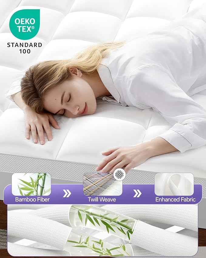 ChiXpace Dual Layer 5 Inch Memory Foam Mattress Topper King - 3 Inch Pillow Top Mattress Pad and 2 Inch Gel Memory Foam, 7-Zone Egg Crate Mattress Topper