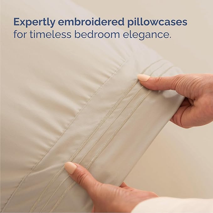 Cal King Size 4 Piece Sheet Set - Comfy Breathable & Cooling Sheets - Hotel Luxury Bed Sheets for Women & Men - Deep Pockets, Easy-Fit, Extra Soft & Wrinkle Free Sheets - Wheat Oeko-Tex Bed Sheet Set