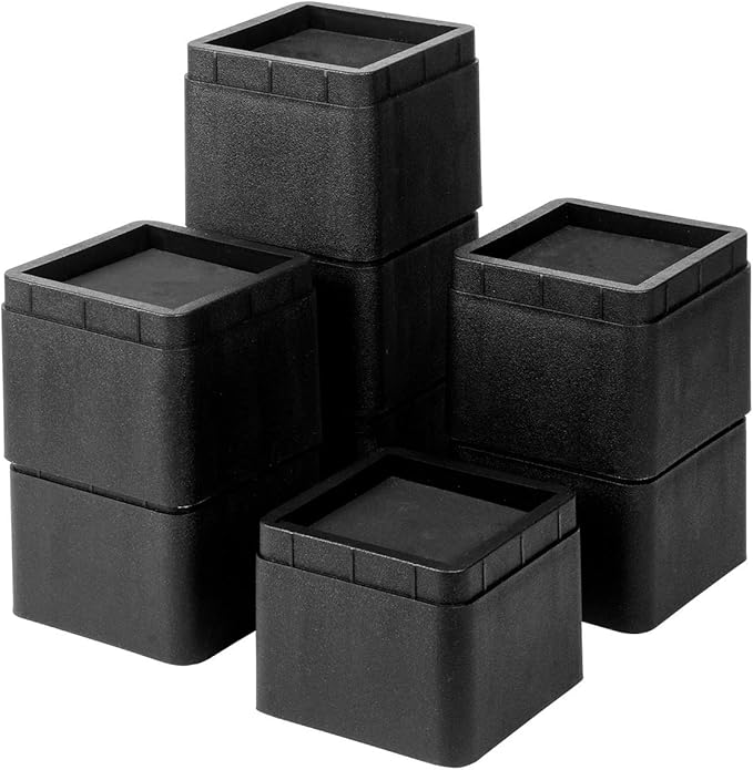 BTSD-home Stackable Bed and Furniture Risers 3 Inch Heavy Duty Bed Lifts for Dorm Couch Chair Table Additional 3 or 6 Inch Set of 8