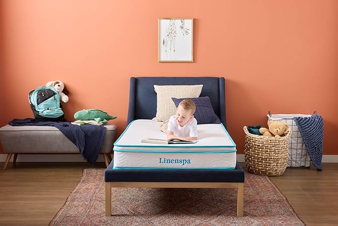 Linenspa 8 Inch Memory Foam and Spring Hybrid Mattress - Medium Firm Feel - Bed in a Box - Quality Comfort and Adaptive Support - Breathable - Cooling - Guest and Kids Bedroom - Twin XL Size