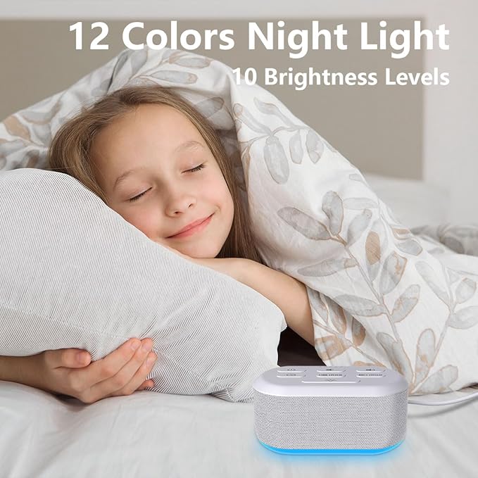 Brown Noise Sound Machine 30 Soothing Sounds White Noise Machine with 12 Night Light Colors Sleep Machine for Adults Baby Kids 36 Volume Levels Noise Canceling for Office Home Privacy