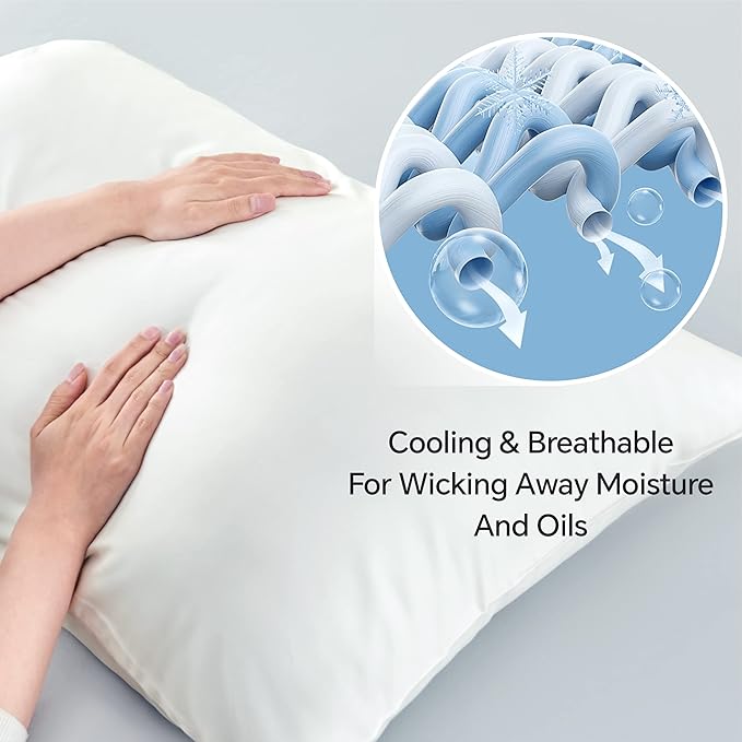 BEDELITE King Size Pillow Cases Set of 2, Rayon Derived from Bamboo, Cooling Pillow Cases for Hot Sleepers & Night Sweats, Breathable and Silky Soft Envelope Pillowcases(White, 20"x36")