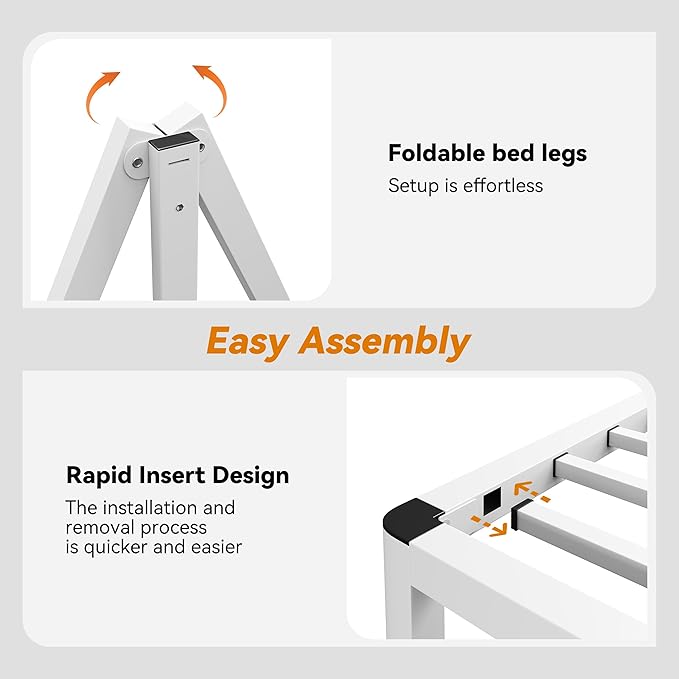 NKZ Full Platform Bed Frame 4 Inch, Heavy Duty Metal Low Profile Bed Frame with Round Corner Legs, 3500lbs Weight Capacity Reinforced Frame, No Box Spring Needed，Noise-Free, Easy Assembly