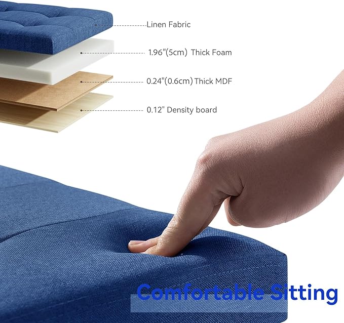 BRIAN & DANY Ottoman with Storage, Square Small Storage Ottoman Foot Rest with Legs, Ottomans Foot Stool for Dorm, Living Room, Entryway 14.8"x14.8"x17.8" (Blue)