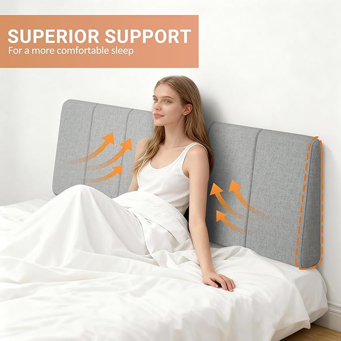 Full Size Headboard Only-No Assembly, Upholstered Headboard Full Size Linen Fabric Modern Style Headboards Extra-Thick, Light Gray