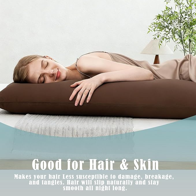 Body Cooling Pillow Cases Cover, Bamboo Rayon Body Pillowcases with Zipper Closure, Cool & Breathable Pillow Case for Hot Sleepers and Night Sweats, 20x54 inches, Chocolate Brown