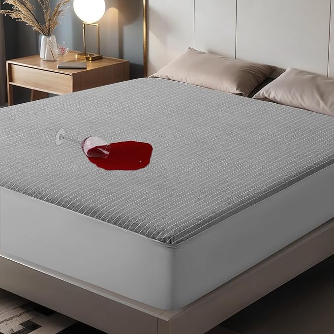 TASTELIFE Waterproof Mattress Protector King Size, Premium Breathable Bed Cover with Deep Pocket 8"-21", Noiseless Machine Washable & Vinyle-Free for Home & Hotel (Gray)