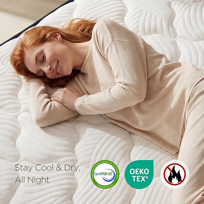 Vesgantti Full Size Mattress 12 Inch - Full Mattress Medium Plush Hybrid with Multi-Layer Thick Top, Motion Isolation Pocket Springs for Side Sleepers, Back Pain Relief, CertiPUR-US