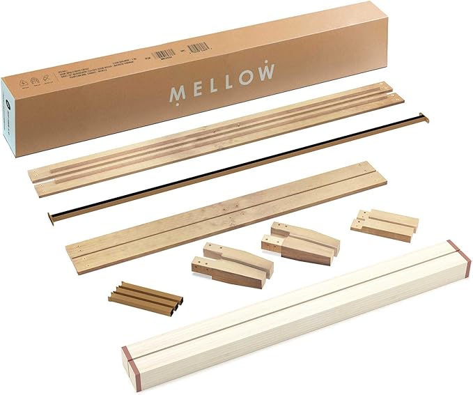 Mellow Naturalista Classic 12 Inch Solid Wood Platform Bed with Wooden Slats, Queen, White Wash