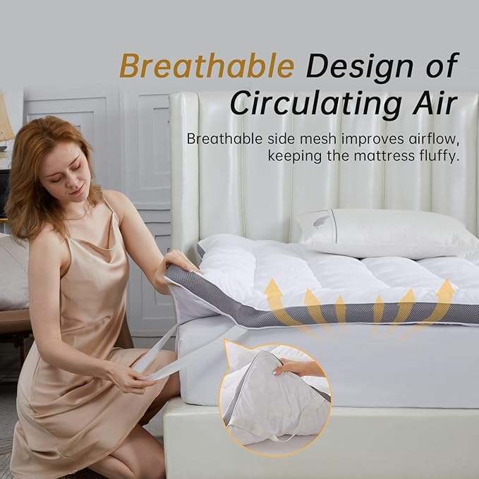 SAPHREAS 3 Inch Memory Foam Mattress Topper Twin Size, Extra Soft Pillow Top Mattress Pad with Breathable Air Mesh Sides, Fluffy Shredded Foam Filled, Back Pain Relief