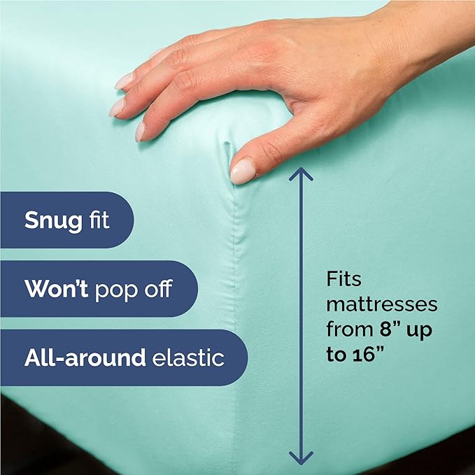 Full Size 4 Piece Sheet Set - Comfy Breathable & Cooling Sheets - Hotel Luxury Bed Sheets for Women & Men - Deep Pockets, Easy-Fit, Extra Soft & Wrinkle Free Sheets - Spa Blue Oeko-Tex Bed Sheet Set