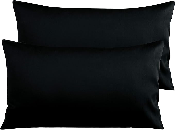 NTBAY Egyptian Cotton King Pillowcases - Set of 2, 500 Thread Count Cotton Pillowcases - Soft and Breathable Envelope Closure Pillow Cases - 20x36 Pillow Covers for Bed, Black