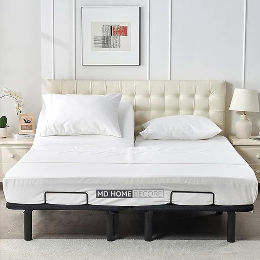 4 Piece Split Head Flex Sheet Set, 39" Top Split King Sheets for Adjustable Beds, 100% Egyptian Cotton, 16 Inch Deep Pocket, Soft Durable Breathable Sheets, White Solid, Ideal for Adjustable Beds