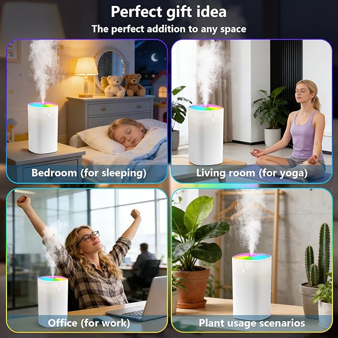 8 PCS Mini Humidifiers for Bedroom 400ml Portable Small Cool Mist Humidifier Super Quiet with 2 Modes Auto Shut-Off Small Humidifiers for Bedroom Travel Car Office Home Plant,White
