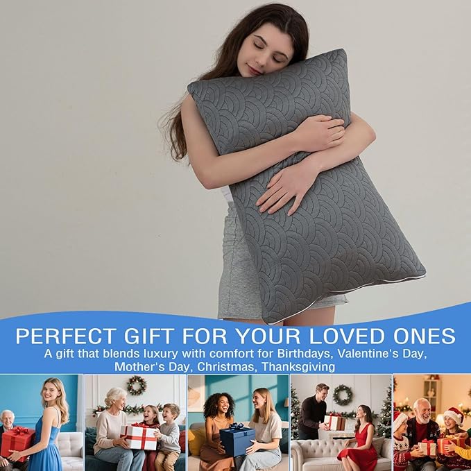 MOLCLCUY Memory Foam Pillows Standard Size Set of 2 Adjustable Cool Pillow for Side Back Stomach Sleepers Luxury with Washable Cover