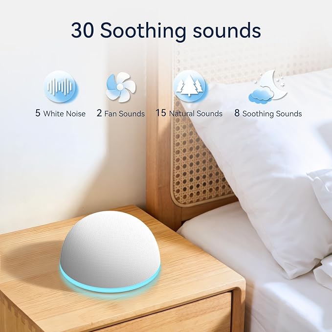 Mini Sound Machine Night Light White Noise Machine Battery Portable Brown Noise Machine 30 Soothing Sounds for Baby Kids Adults Sleep Machine 4 Timer Memory Function for Home Travel Office