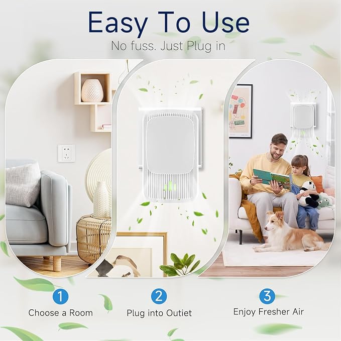 Plug In Air Ionizers - 4 Pack Quiet Negative Ion Air Purifier, Air Fresheners for Home, Bedroom, Office, Kitchen - Portable Air Purifiers Portable Odor Eliminator for Smoke, Dust, Pet Smell