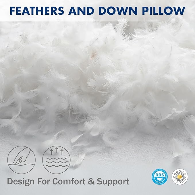 MIULEE 12x24 Inch Down Feather Pillow Insert,Fluffy and Comfy Throw Pillow with Cotton Fabric for Bed Couch and Sofa