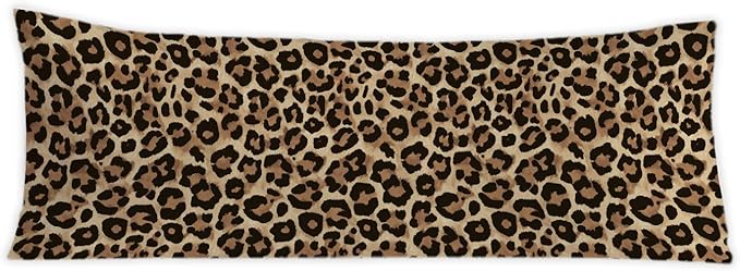 Leopard Print 20x54 Body Pillow Cover, Cheetah Print Room Decor, Trendy Wild Animal Print Decorative Long Body Pillow Cases for Girls Bedroom Dorm Apartment Bed Couch