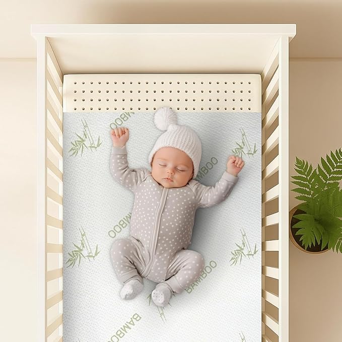 Organic Latex Baby Crib Mattress Topper with Rayon Derived from Bamboo Cover 2" Inch (Standard, 28"x52")