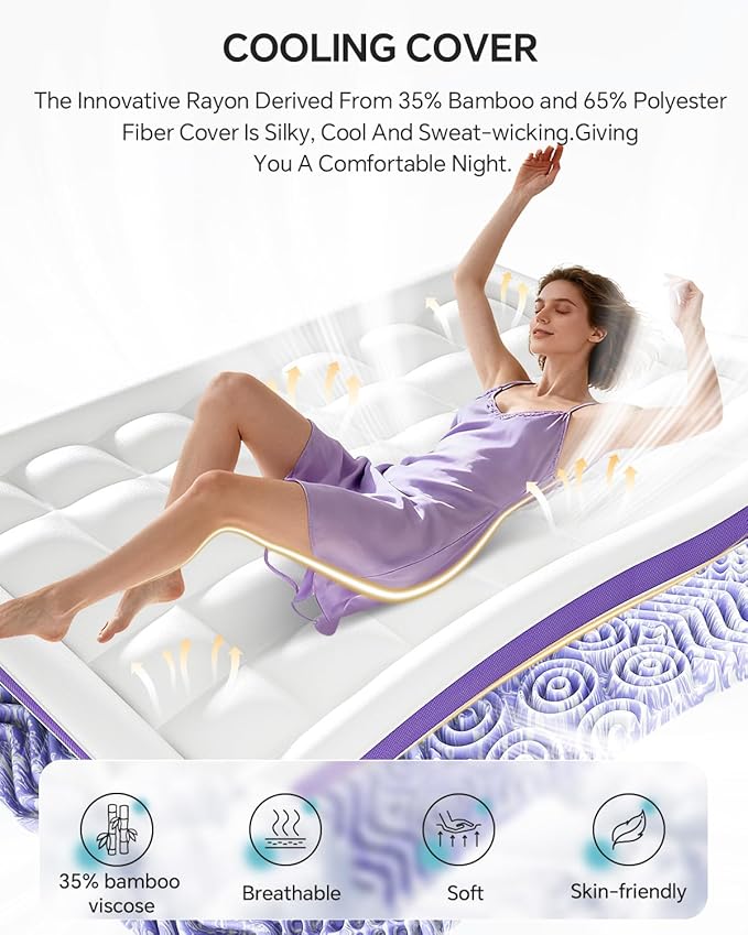 ChiXpace Dual Layer 4 Inch Memory Foam Mattress Topper Queen - 2 Inch Gel Memory Foam and 2 Inch Pillow Top Mattress Pad, 7-Zone Egg Crate Queen Size Mattress Topper (White)