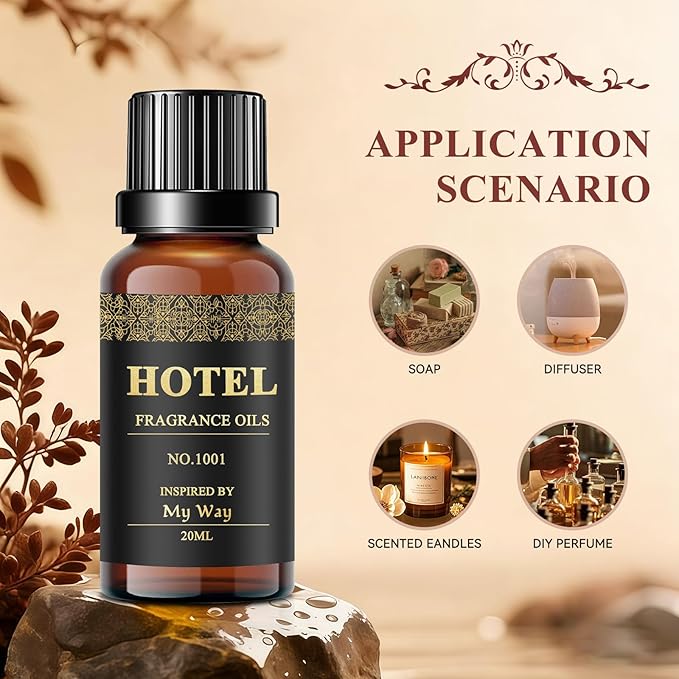 Hotel Diffuser Oil Set - Inspired by My Way, Baccarat, Westin White Tea, Santal, 24k Magic, Ritz-Carlton Hotel Scent Essential Oil Set Large Capacity, 20ml - (Pack of 6)
