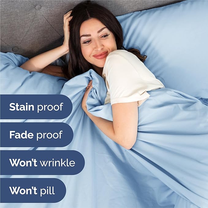 King 6 Piece Sheet Set - Comfy, Breathable & Cooling - Hotel Luxury Bedding for Women, Men, Kids, Teens & Children - 1 Flat & 1 Fitted Sheet & 4 Pillowcases w/ Deep Pockets - Wrinkle Free - Baby Blue