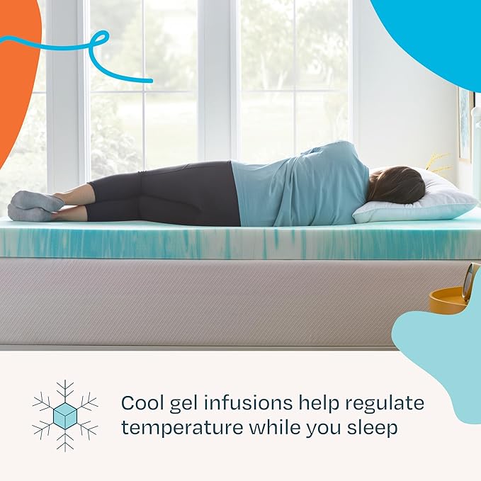 Linenspa 4 Inch Swirl Gel Memory Foam Mattress Topper, King Size – Cooling Gel Infused, Ventilation Holes – Pressure Relieving Bed Topper – CertiPUR Certified