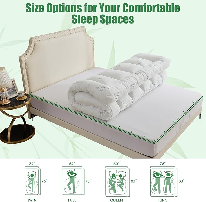 WhatsBedding 5 Inch Memory Foam Mattress Topper King Size for Back Pain Relief, with Cooling Breathable Bamboo Viscose Air Layer, Soft Pillow Top Mattress Topper