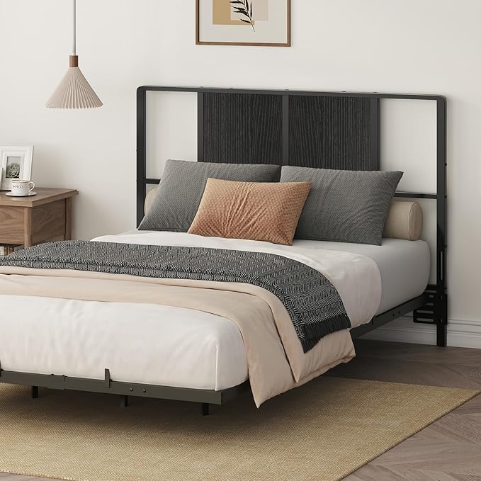 MAHANCRIS Twin Size Headboard Only, Metal Headboard with Adapters, Minimalist Industrial Style for Twin Size Beds, Black