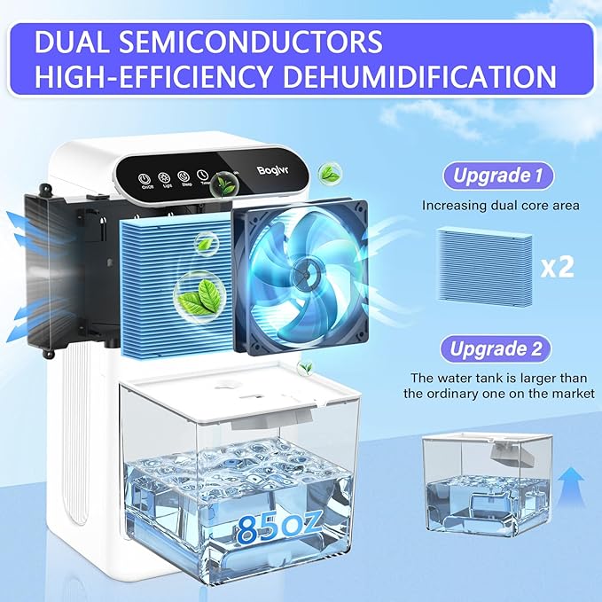 Dehumidifiers, Dehumidifier for Home (85 OZ, 800 sq.ft) Quiet Small Dehumidifier for Bedroom Bathroom Basement with Drain Hose, 3 Gear Timer, Sleep Mode, Auto Shut Off, 7 Color Ambient Light