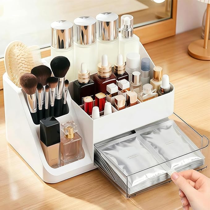 Makeup Organizer with Drawers,Large Countertop Makeup Organizers for Vanity,Storage Box Cosmetic Display Cases,Top Dresser and Bathroom,Dresser, Desk, Kitchen, Countertop