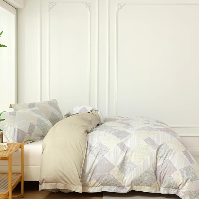 OAITE Duvet Cover Set King Size Floral Pattern Ultra Soft 100% Cotton Duvet Cover Sets 3-PC, Breathable Duvet Cover with Zipper Closure & Corner Ties(2 Pillow Shams,1 Duvet Cover)