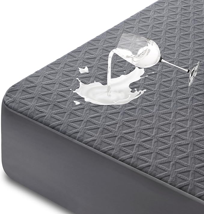 Premium Waterproof Mattress Protector Full Size, Breathable Bed Cover 3D Air Fabric Cooling Mattress Pad Cover Smooth Soft Noiseless Washable, 8''-21'' Deep Pocket (Gray)