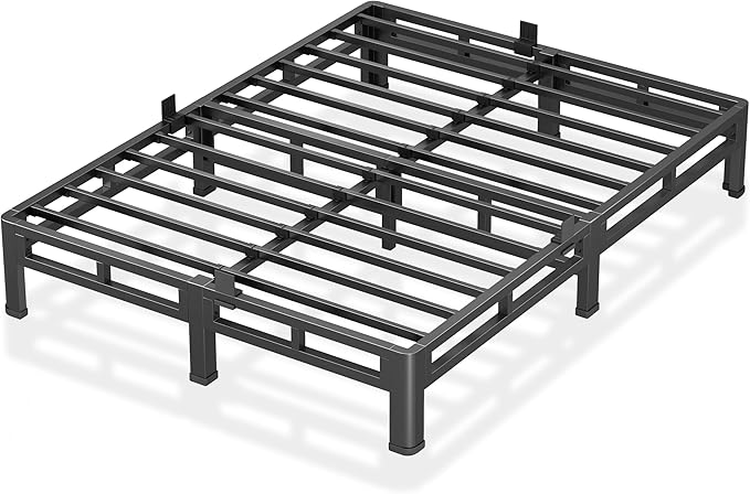 NKZ 7 Inch King Size Bed Frame, Metal Bed Frame & Box Spring 2 in 1 Platform with Round Corner Legs, 4000Lbs Heavy Duty Low-Profile Frame, Mattress Slide Stopper, Noise-Free, Easy Assembly
