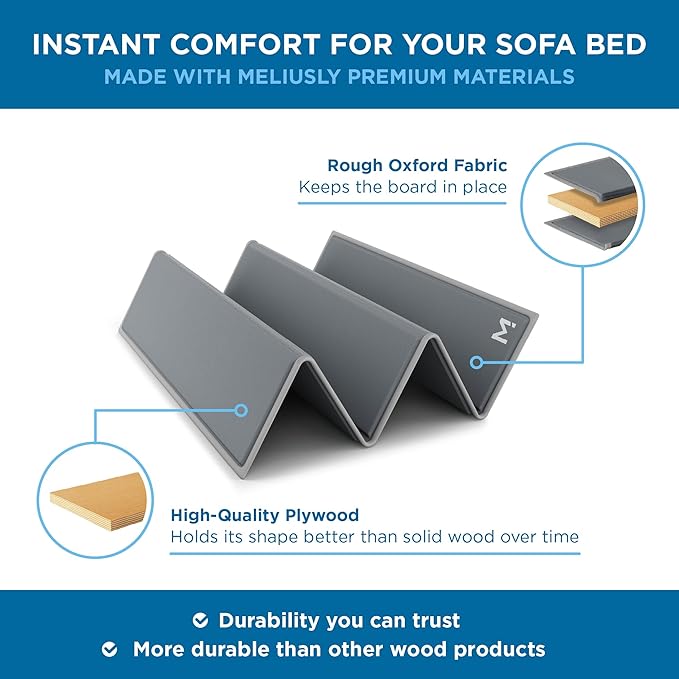 Meliusly Sleeper Sofa Support Board Queen Size (60x48) Heavy Duty Wood Sofa Bed Board for Pull Out Couch, Foldable Mattress Support Under Mattress Bar Shield, Sofa Bed Support, Folding Bed Board