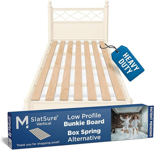 Meliusly SlatSure Twin Size Bunkie Board – Heavy Duty Vertical Bed Slats & Foldable Wooden Support Board for Sagging Mattress or Platform Bed Frame, Box Spring Alternative and Replacement