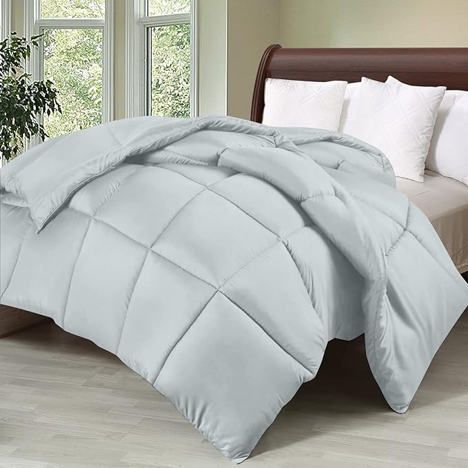 Utopia Bedding Twin Comforter Duvet Insert, Quilted Light Grey Comforter with Corner Tabs, Box Stitched Down Alternative Comforters Twin Size 64 x 88 inches