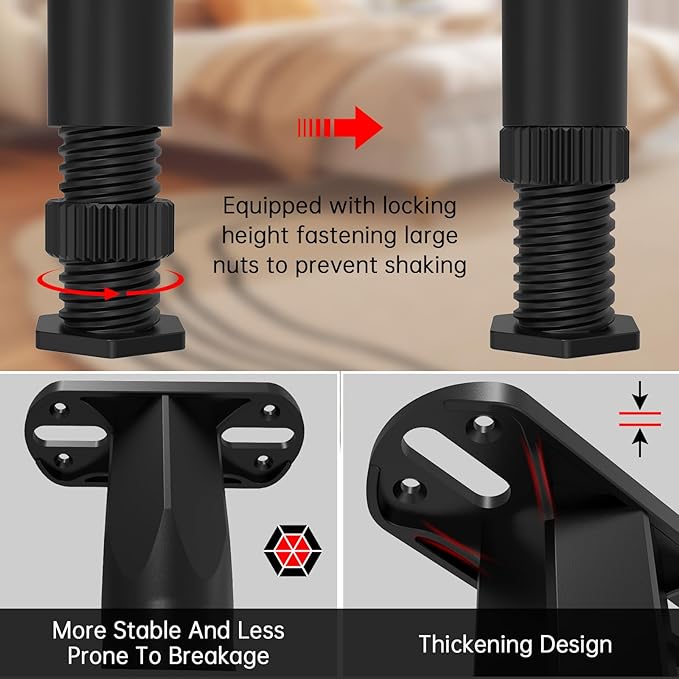8PCS Adjustable Bed Frame Support Legs (8.3"-14.5" ), Frame Center Slats Heavy Support Leg, Extra Durable Furniture Suport Feet, for Frame/Sofa/Dresser/Chair/Table, Legs Furniture Replacement Parts
