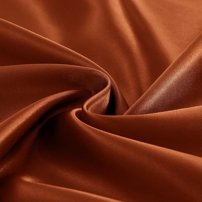 Homiest 4pcs Satin Sheets Set Luxury Silky Satin Bedding Set with Deep Pocket, 1 Fitted Sheet + 1 Flat Sheet + 2 Pillowcases (King Size, Burnt Orange)