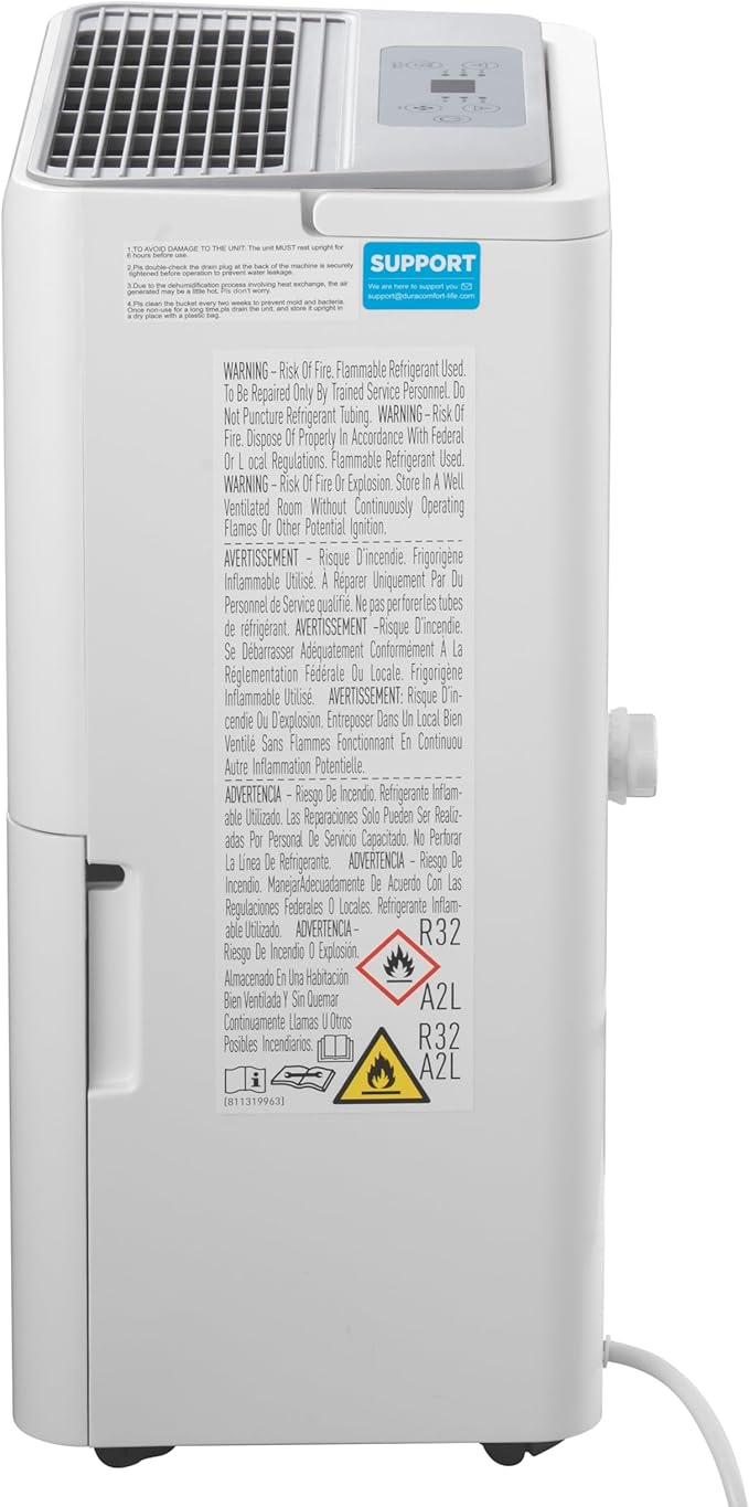 Small Dehumidifier for 2500 Sq.ft, Max 35 Pint/D, Smart Compressor Dehumidifier with Drain Hose, Intelligent Humidistat