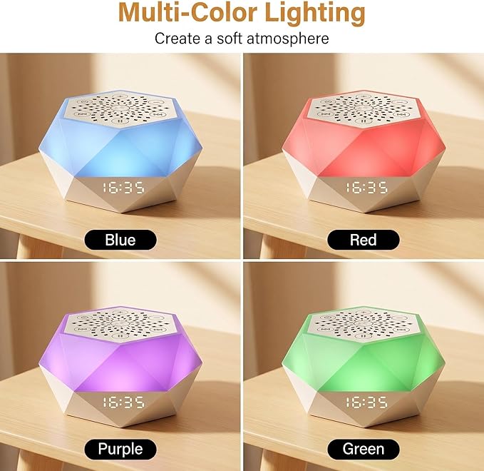 White Noise Sound Machine, Baby Sound Machine for Sleeping, 8 Night Light Colors, 32 Soothing Sounds, 4 Timer, Smart App & Touch Control, Portable Sleep Machines for Baby Kids Adults Home Travel