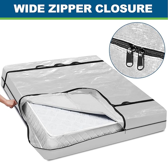 TICONN Mattress Bags for Moving, Heavy Duty Twin Mattress Cover Storage Bag with Full-Around Handle and Adjustable Buckles (Clear, Twin)