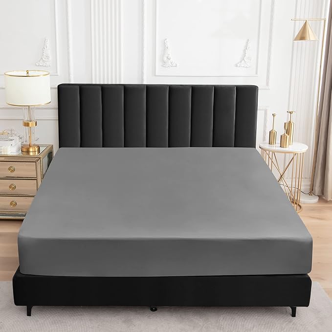 Sufdari Cal King Mattress Protector,Waterproof Mattress Protector,Fitted Sheet Style Mattress Cover with 18" Deep Pocket,Washable and Comfortable-Gray,California King