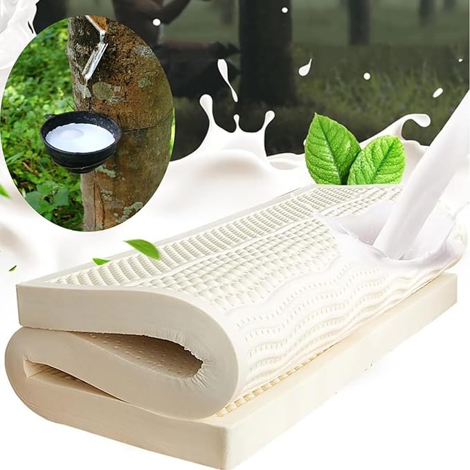 Latex Mattress 190×120cm(75×47inch), 100% Natural Latex Mattresses Sleeps Cool and Supportive, Twin Mattress, Natural Rubber Pure Mattress Thickened Home Bedroom Cushion,1in