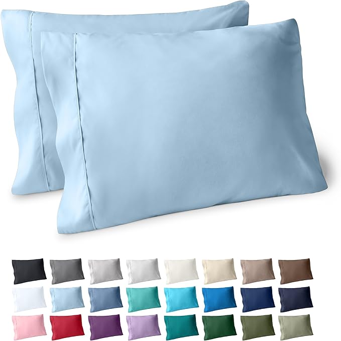 Bare Home Microfiber Pillow Cases - King Size Set of 2 - Cooling Pillowcases - Double Brushed - Light Blue Pillowcases 2 Pack - Easy Care (King Pillowcase Set of 2, Light Blue)