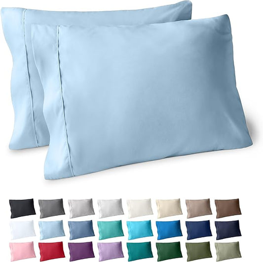 Bare Home Microfiber Pillow Cases - King Size Set of 2 - Cooling Pillowcases - Double Brushed - Light Blue Pillowcases 2 Pack - Easy Care (King Pillowcase Set of 2, Light Blue)